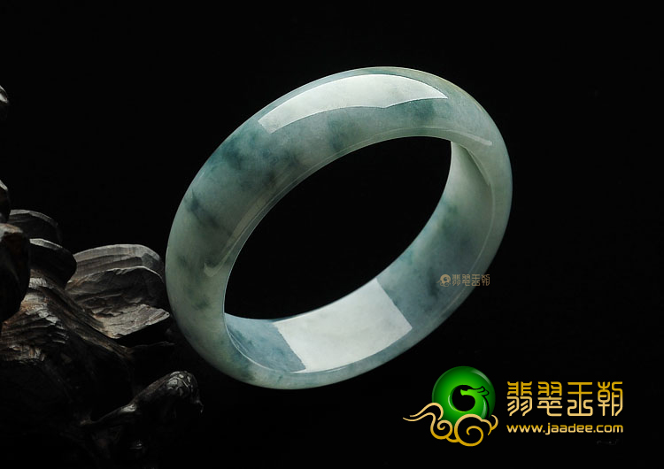 糯冰种飘花缅甸翡翠A货手镯(63.3mm)