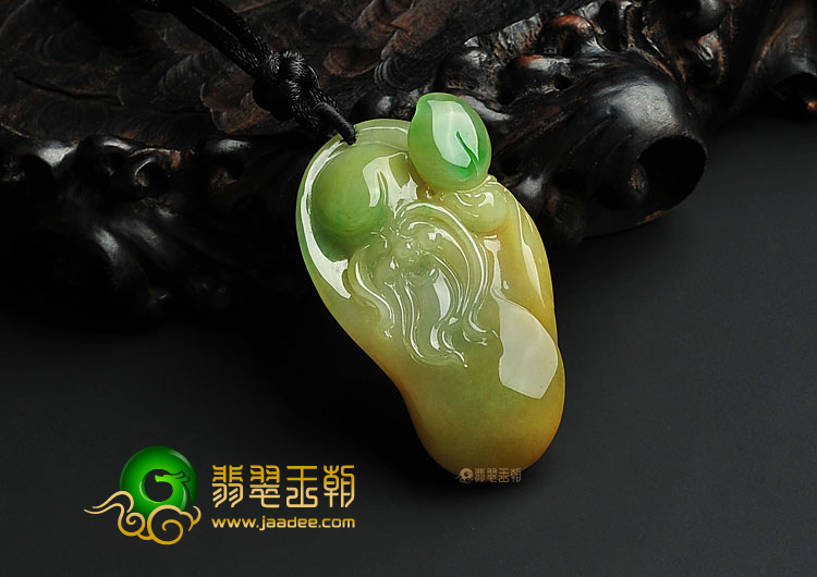 糯冰种黄加绿缅甸翡翠A货寿星挂件