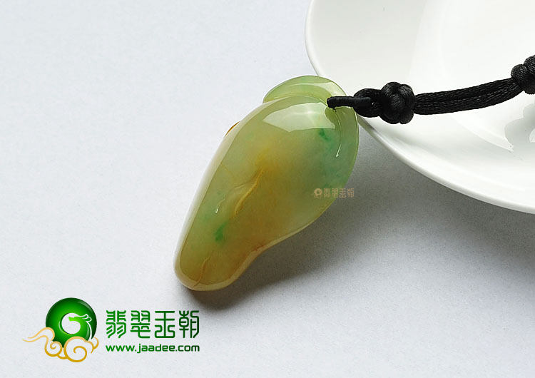 糯冰种黄加绿缅甸翡翠A货寿星挂件
