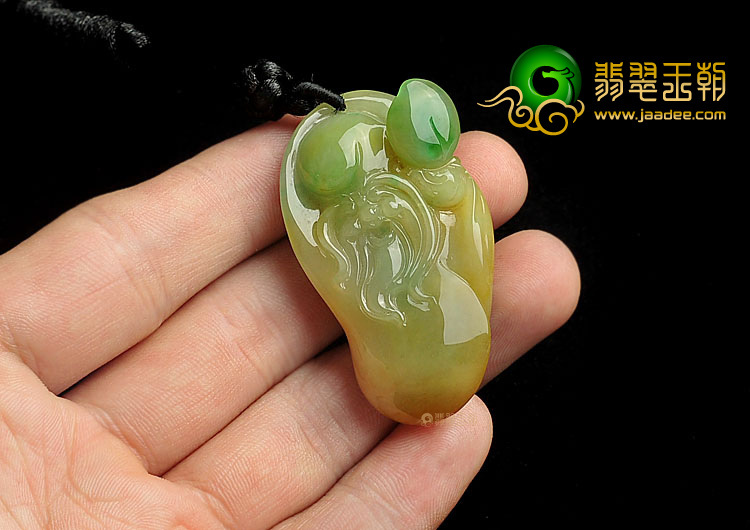 糯冰种黄加绿缅甸翡翠A货寿星挂件
