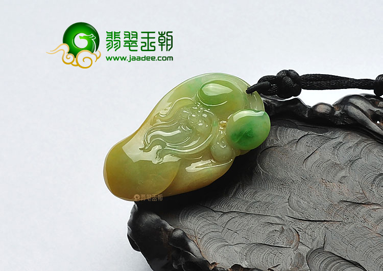 糯冰种黄加绿缅甸翡翠A货寿星挂件