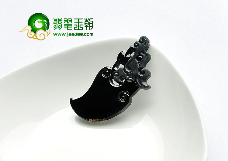 冰种墨翠缅甸翡翠A货仿古龙挂件