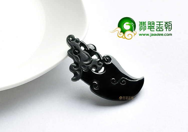 冰种墨翠缅甸翡翠A货仿古龙挂件