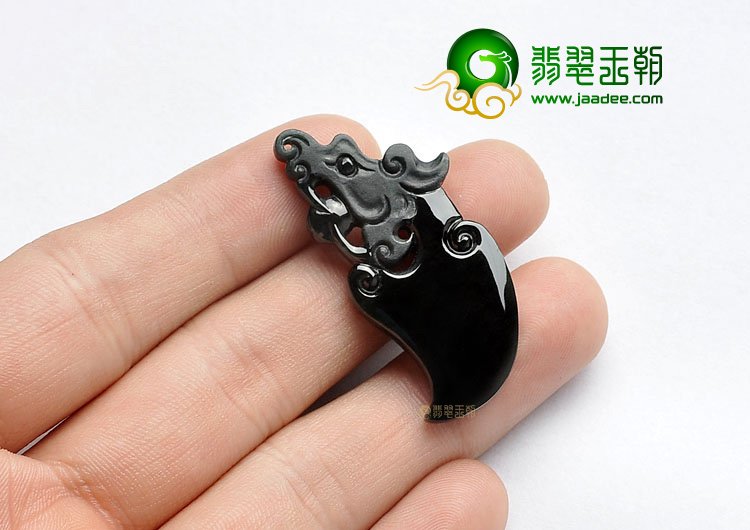 冰种墨翠缅甸翡翠A货仿古龙挂件