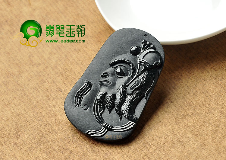 糯冰种墨翠缅甸翡翠A货美猴王挂件