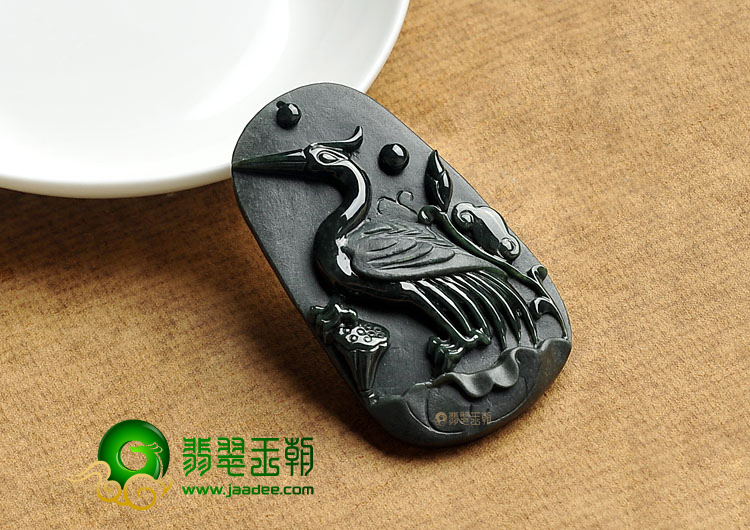 糯冰种墨翠缅甸翡翠A货一路连科挂件