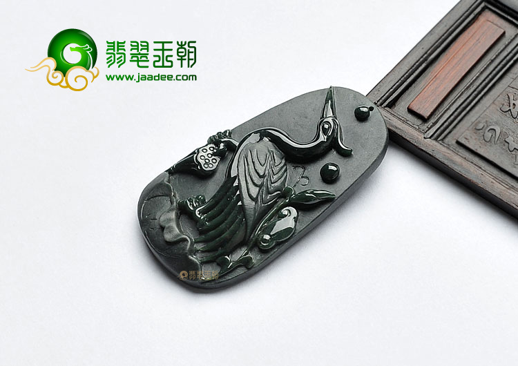 糯冰种墨翠缅甸翡翠A货一路连科挂件