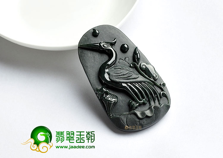 糯冰种墨翠缅甸翡翠A货一路连科挂件