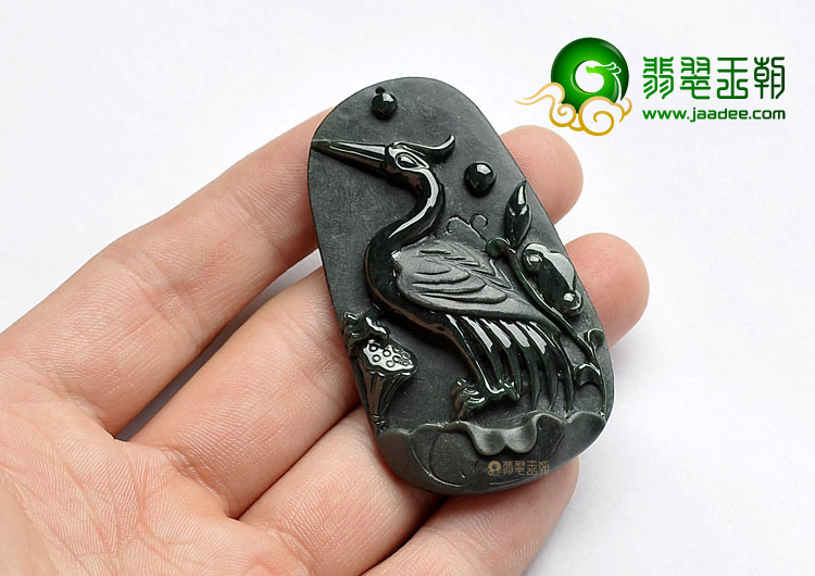糯冰种墨翠缅甸翡翠A货一路连科挂件