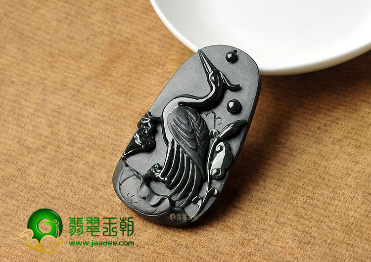 糯冰种墨翠缅甸翡翠A货一路连科挂件