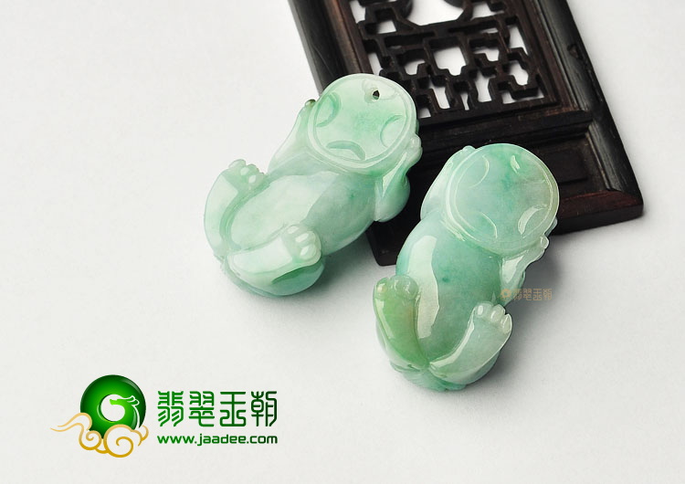 糯冰种飘翠缅甸翡翠A货貔貅挂件(单价)