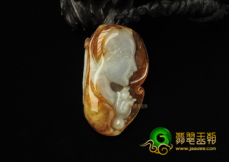 糯冰种褐黄翡缅甸翡翠A货美女挂件