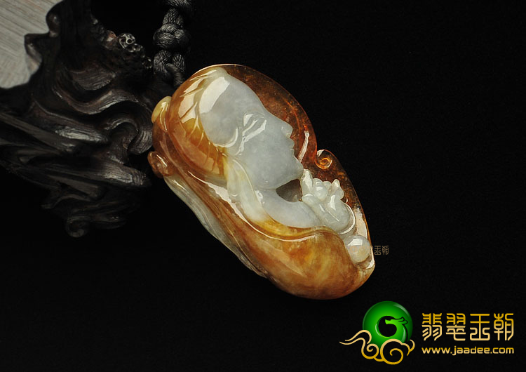 糯冰种褐黄翡缅甸翡翠A货美女挂件