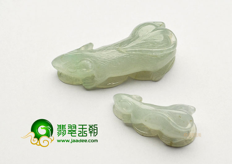 糯冰种晴水缅甸翡翠A货招财玉鼠挂件(一对)