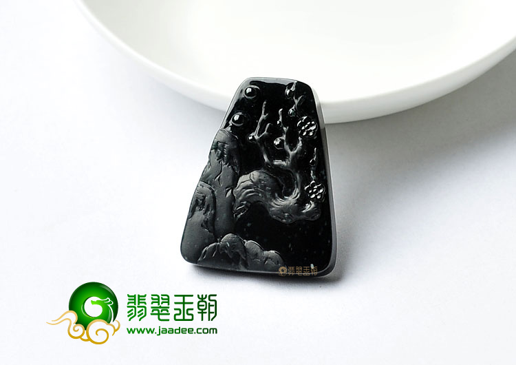 冰种墨翠缅甸翡翠A货凌寒独放挂件