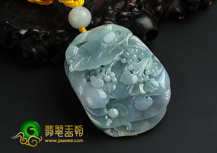 糯冰种晴水褐黄翡缅甸翡翠A货喜上眉梢挂件