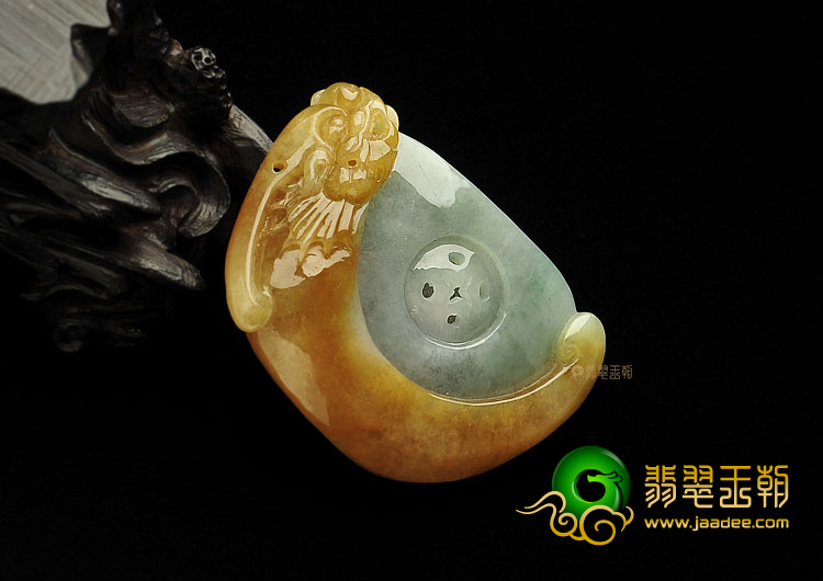 糯冰种晴水褐黄翡缅甸翡翠A货仿古龙挂件