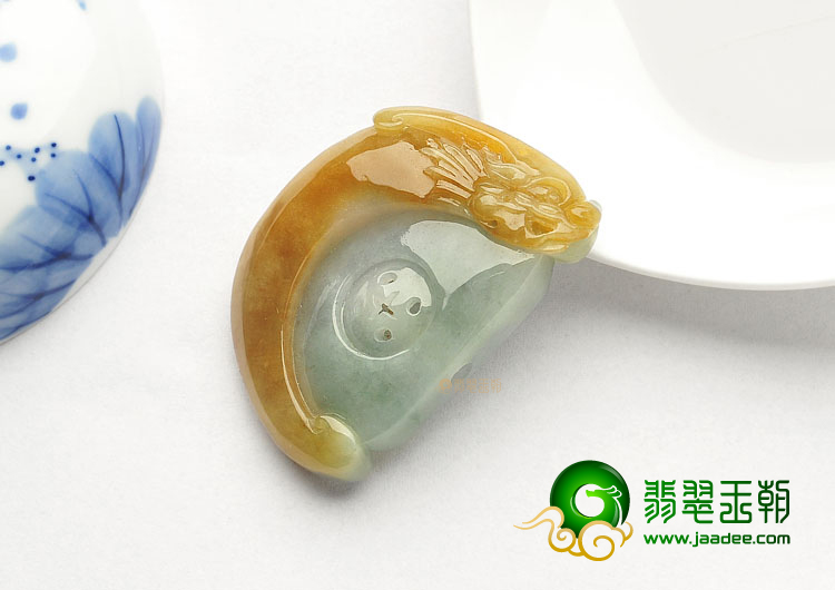 糯冰种晴水褐黄翡缅甸翡翠A货仿古龙挂件