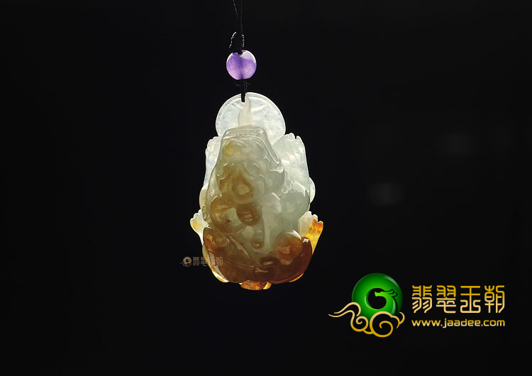 糯冰种褐黄翡缅甸翡翠A货貔貅挂件