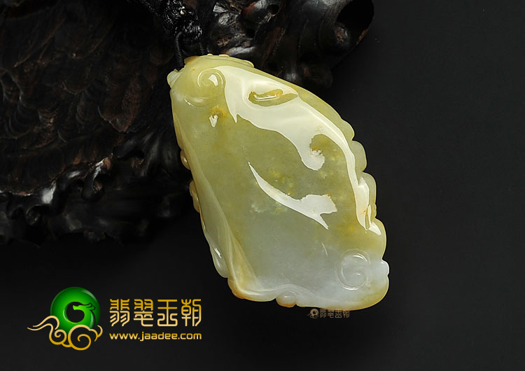 糯冰种褐黄翡缅甸翡翠A货降龙罗汉挂件