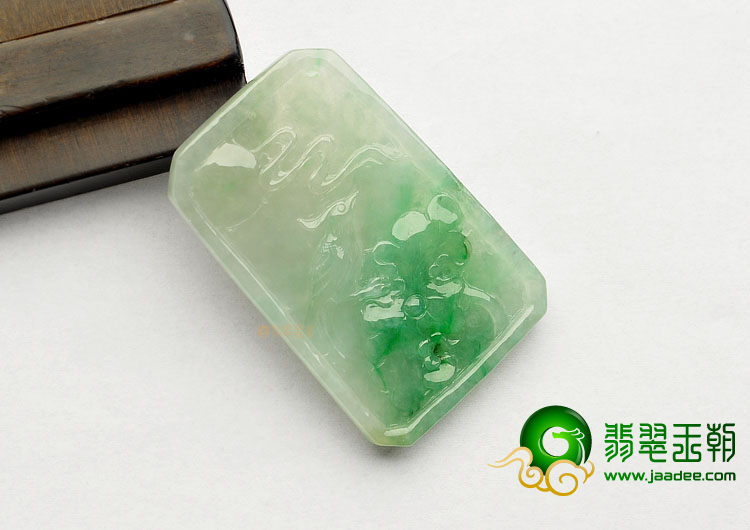 糯冰种飘翠缅甸翡翠A货富贵双喜挂件