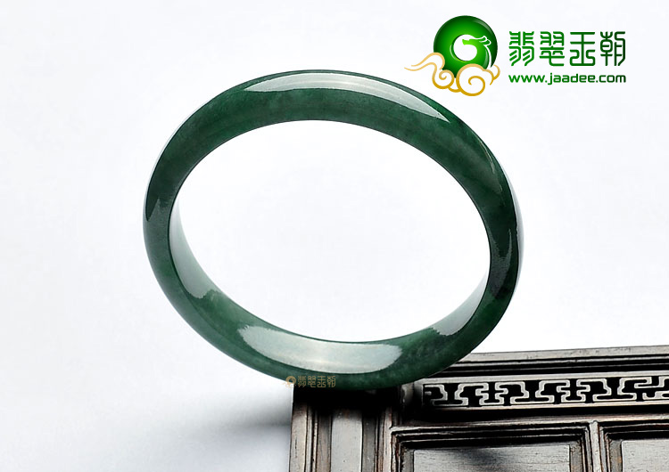 糯冰种油青缅甸翡翠A货手镯(58.2mm)