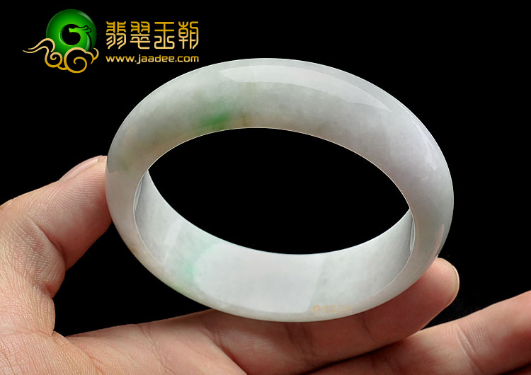 糯冰种淡春带彩缅甸翡翠A货手镯(59.2mm)
