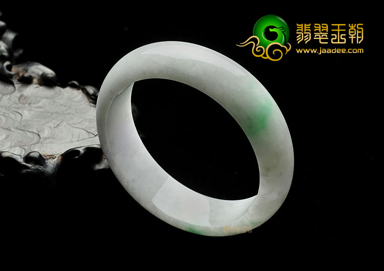 糯冰种淡春带彩缅甸翡翠A货手镯(59.2mm)