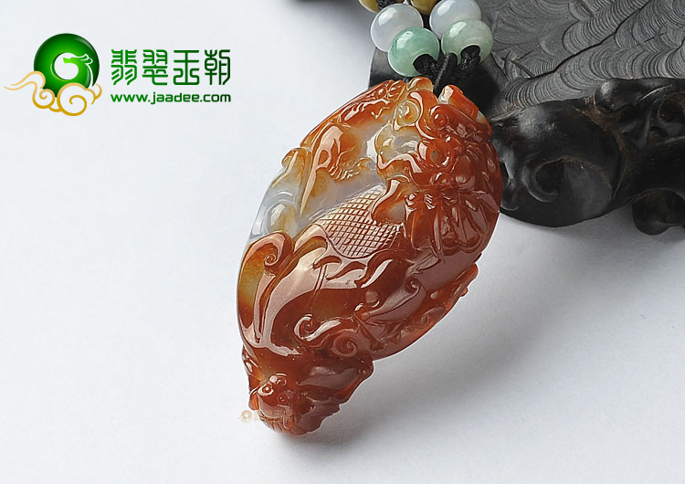 糯冰种褐红翡缅甸翡翠A货望子成龙挂件
