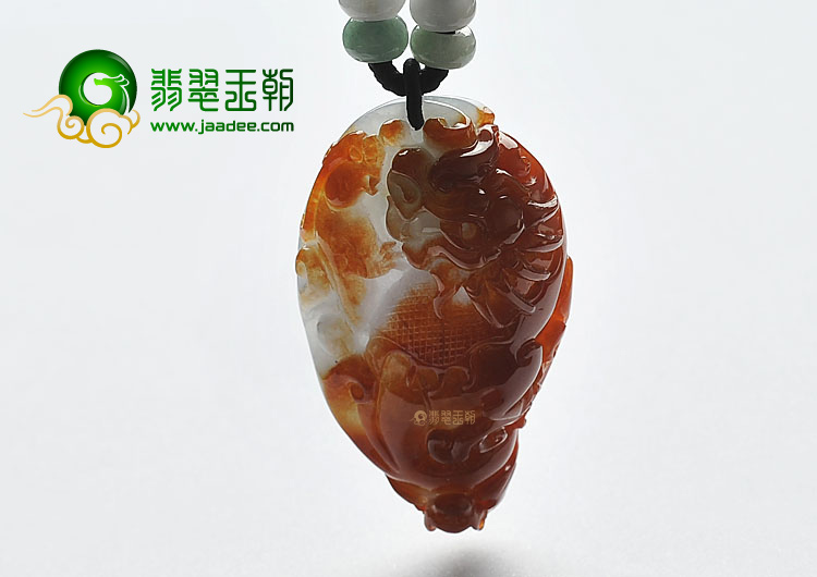 糯冰种褐红翡缅甸翡翠A货望子成龙挂件