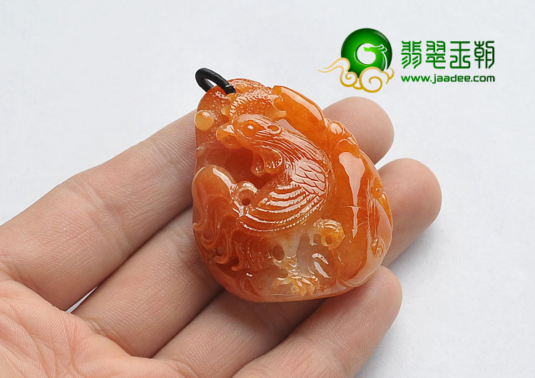 糯冰种红翡缅甸翡翠A货官上加官挂件