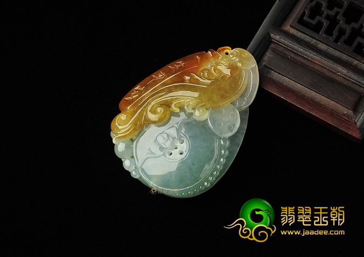 糯冰种晴水褐黄翡缅甸翡翠A货一生平安挂件