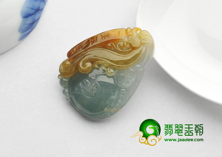 糯冰种晴水褐黄翡缅甸翡翠A货一生平安挂件