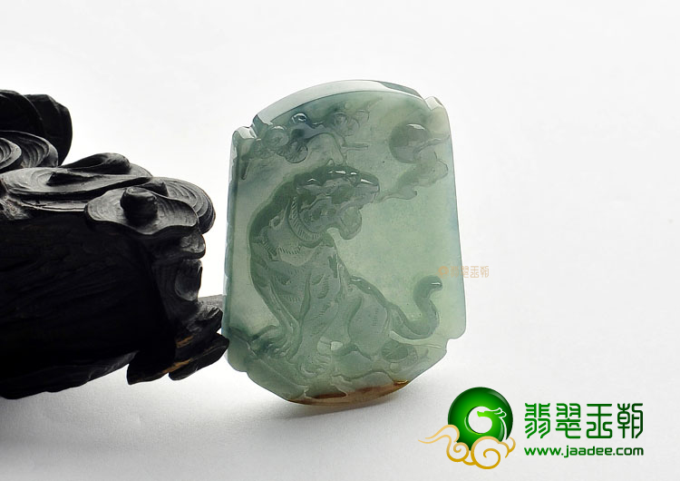 糯冰种晴水带褐黄翡缅甸翡翠A货虎虎生威挂件