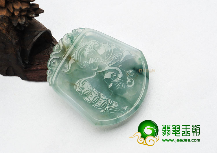 冰种飘花缅甸翡翠A货马到成功挂件