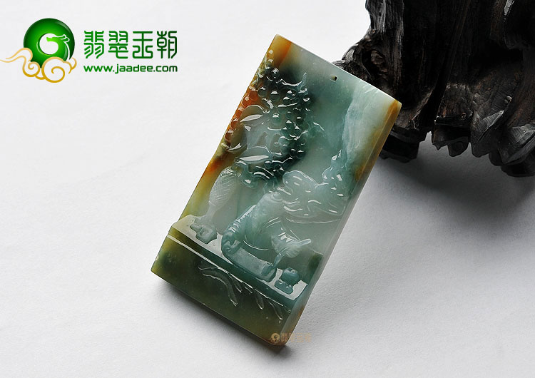 糯冰种三彩缅甸翡翠A货妙笔生花挂件