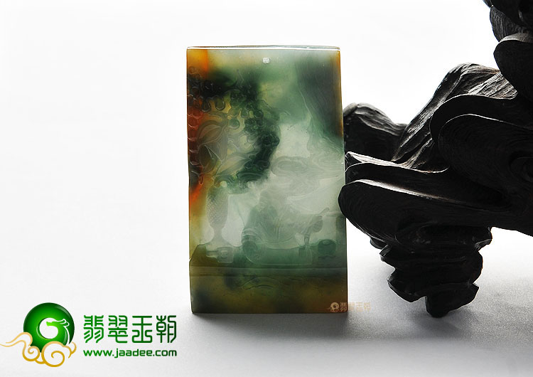 糯冰种三彩缅甸翡翠A货妙笔生花挂件