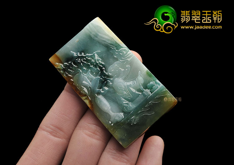 糯冰种三彩缅甸翡翠A货妙笔生花挂件