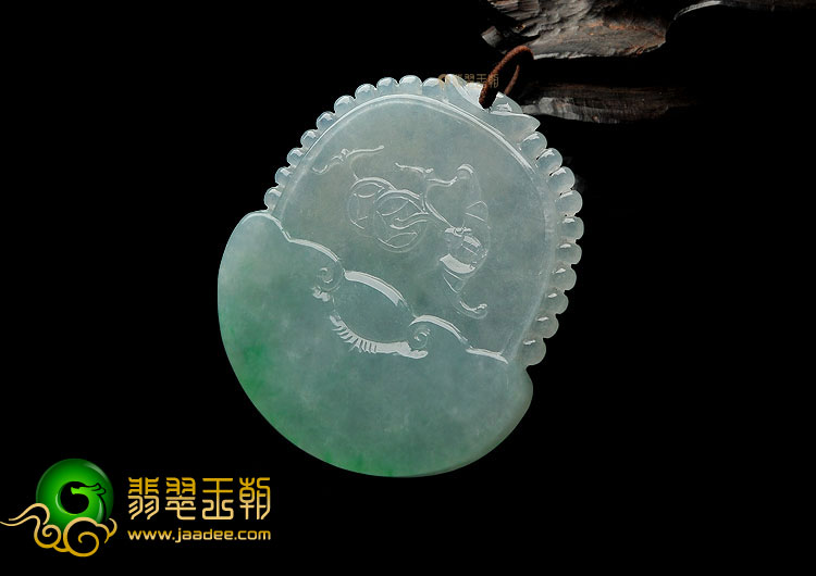 冰种略飘翠缅甸翡翠A货府中有龙挂件