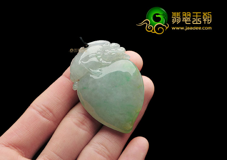 糯冰种黄加绿缅甸翡翠A货寿桃挂件