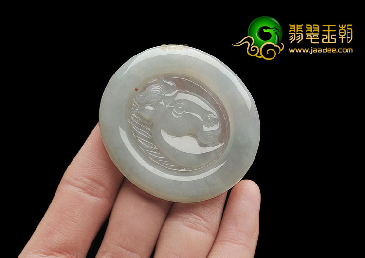糯冰种晴水缅甸翡翠A货马到成功挂件