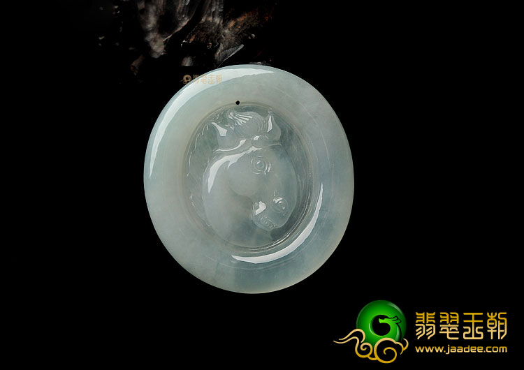 糯冰种晴水缅甸翡翠A货马到成功挂件