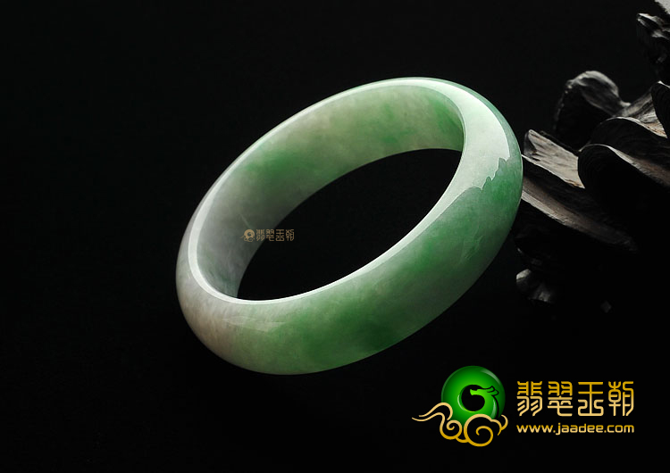 糯冰种飘翠缅甸翡翠A货手镯(59.5mm)