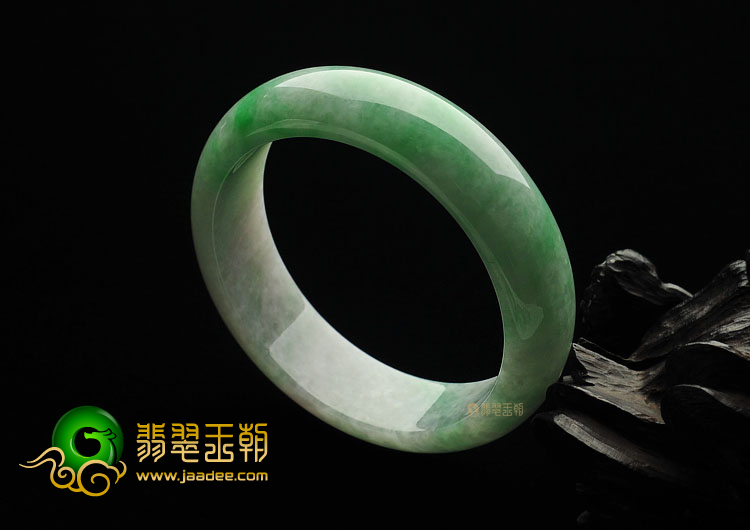 糯冰种飘翠缅甸翡翠A货手镯(59.5mm)