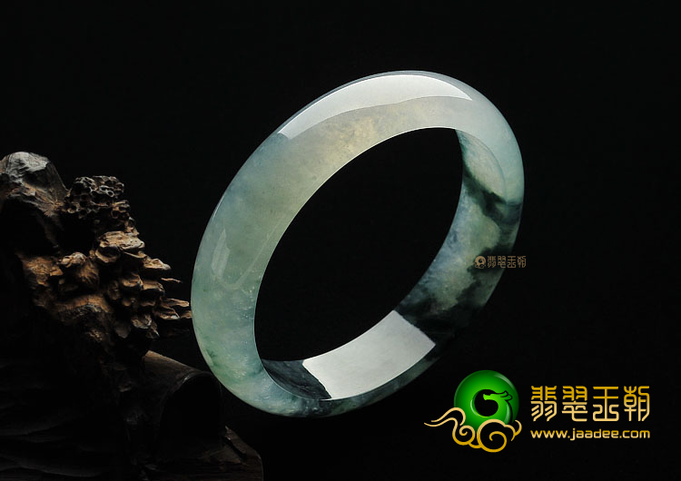 冰种飘花缅甸翡翠A货手镯(59.7mm)