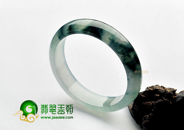 冰种飘花缅甸翡翠A货手镯(59.7mm)