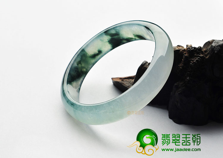 冰种飘花缅甸翡翠A货手镯(59.7mm)