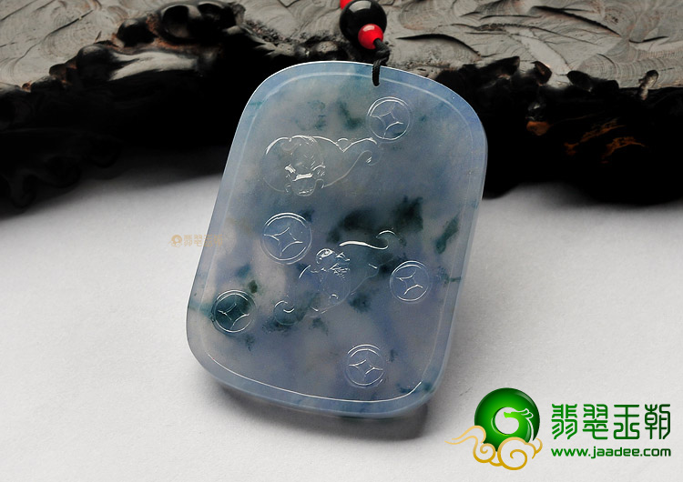 冰种紫罗兰飘花缅甸翡翠A货马牌挂件