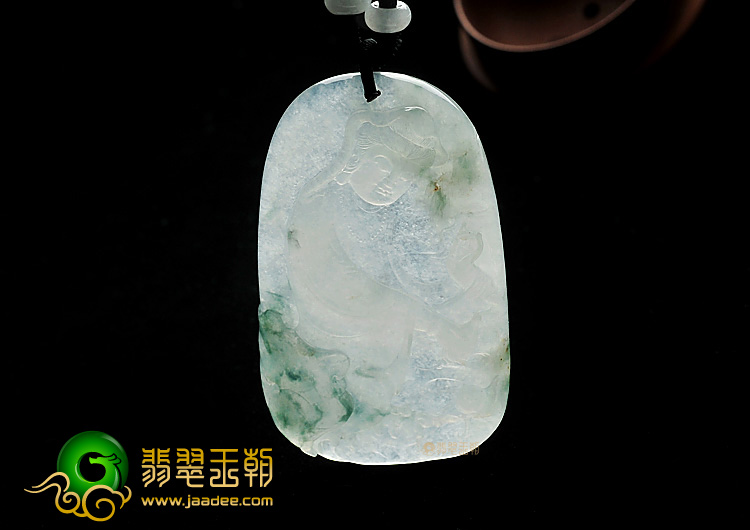 冰种飘花缅甸翡翠A货观音挂件