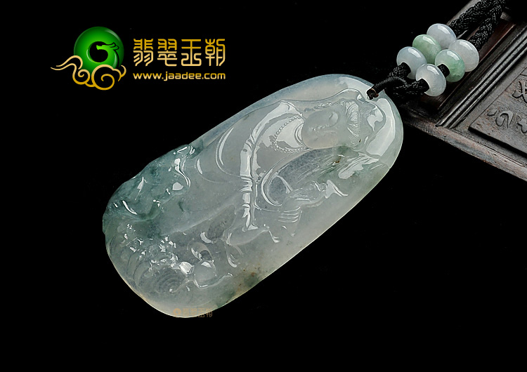 冰种飘花缅甸翡翠A货观音挂件